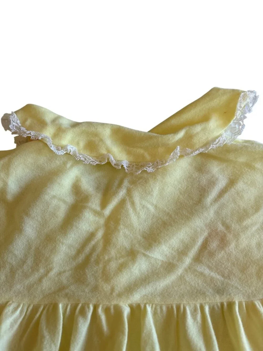 Vintage 1960 JCPenney Yellow Nightgown Lace Trim Long Sleeves Size Medium Girls